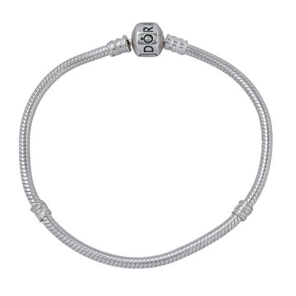 Pandora Moments Barrel Clasp Snake Chain Sterling Silver 925 Bracelet 7.5" - Picture 4 of 8